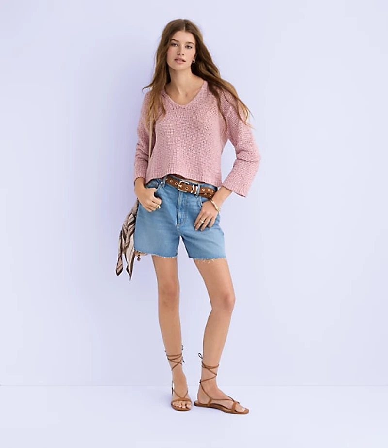 Open Stitch V-Neck Sweater