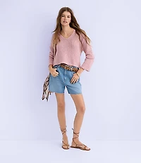 Open Stitch V-Neck Sweater