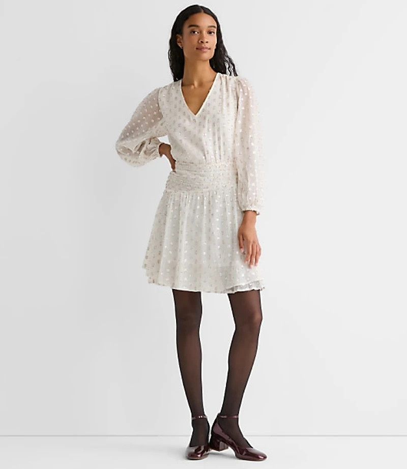 Shimmer Clip Shirred Mini Dress