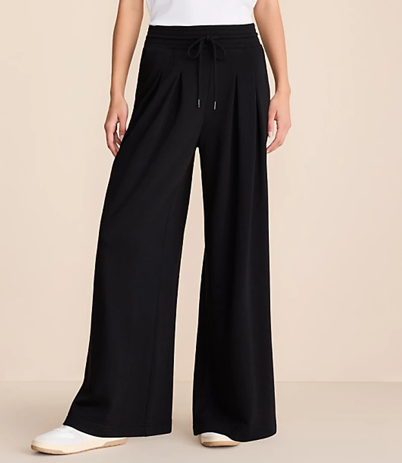 Petite Lou & Grey Cozy Cotton Pleated Wide Leg Pants