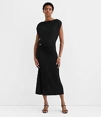 Metallic Ring Wrap Midi Dress