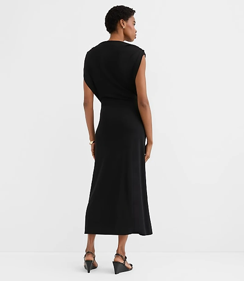 Metallic Ring Wrap Midi Dress