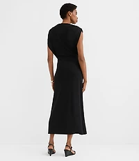 Metallic Ring Wrap Midi Dress