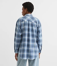 Petite Plaid Flannel Everyday Oversized Tunic Shirt
