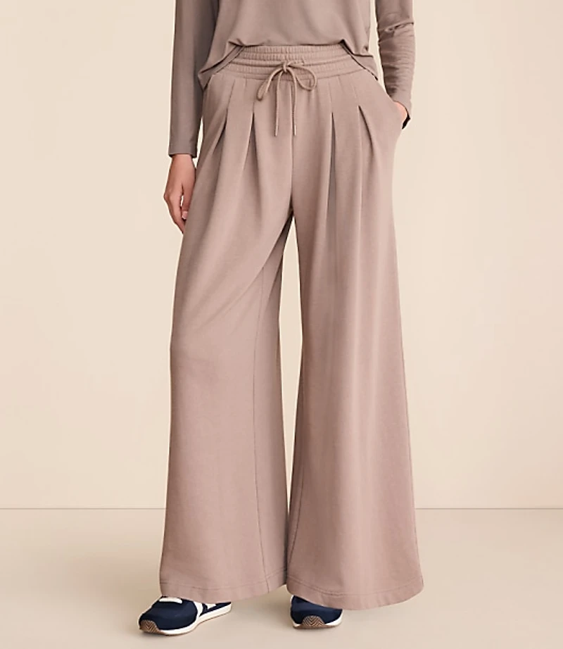 Lou & Grey Cozy Cotton Pleated Wide Leg Pants
