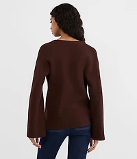 Hammered Metallic Button Sweater Jacket