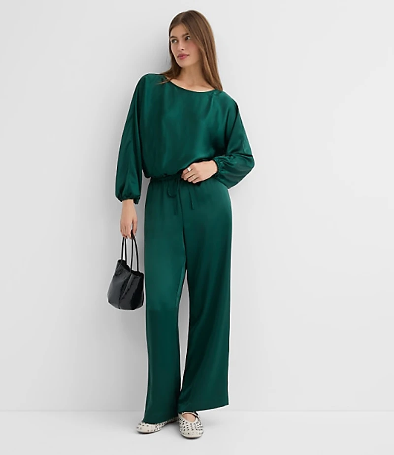 Petite Satin Bubble Hem Blouse