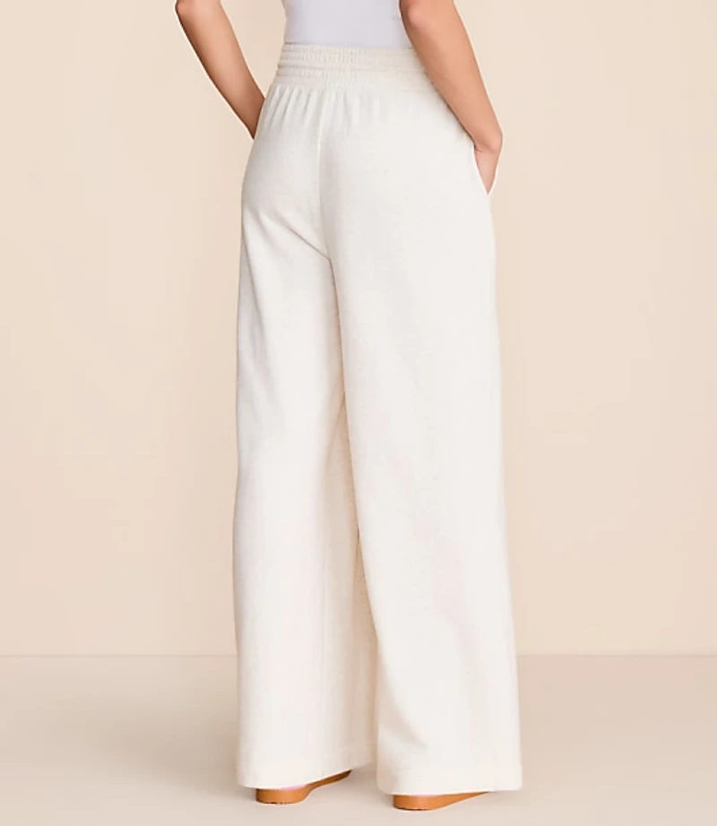 Petite Lou & Grey Heathered Cozy Cotton Pleated Wide Leg Pants
