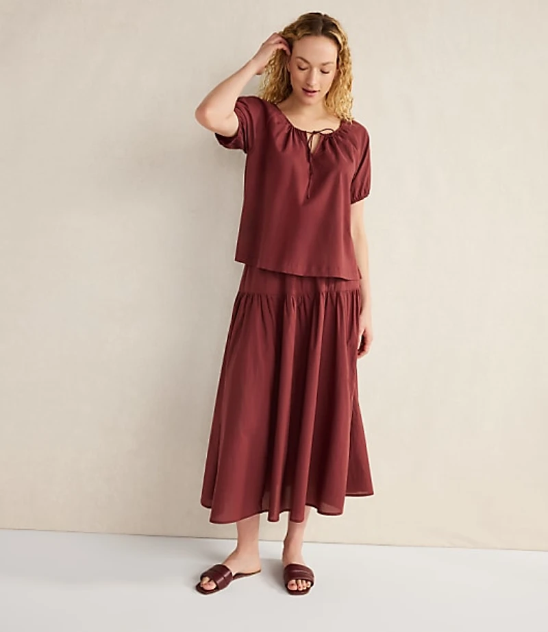 Haven Well Within Cotton Voile Blend Gathered Scoop Neck Top