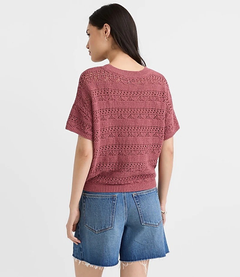 Pointelle Relaxed Sweater Tee