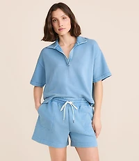 Lou & Grey Denim Washed Terrysoft Polo Top