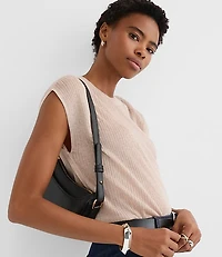 Shimmer Ribbed Cap Sleeve Sweater Tee