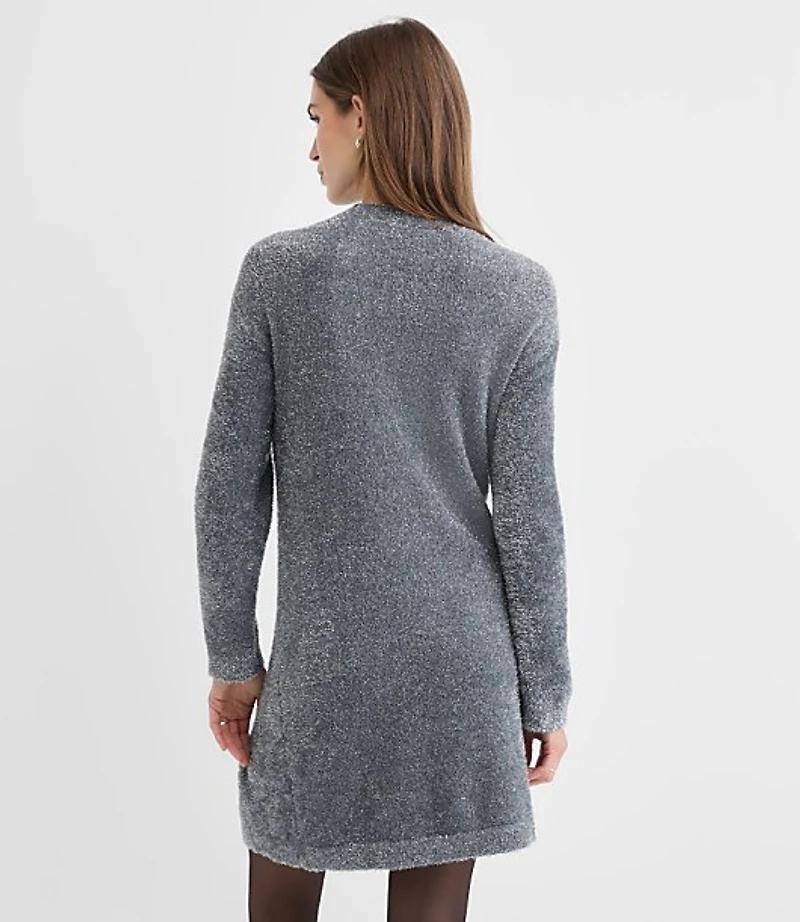 Petite Tinsel Fuzzy Mini Sweater Dress