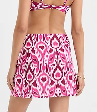 LOFT Beach Ikat Cotton Linen Wrap Skirt