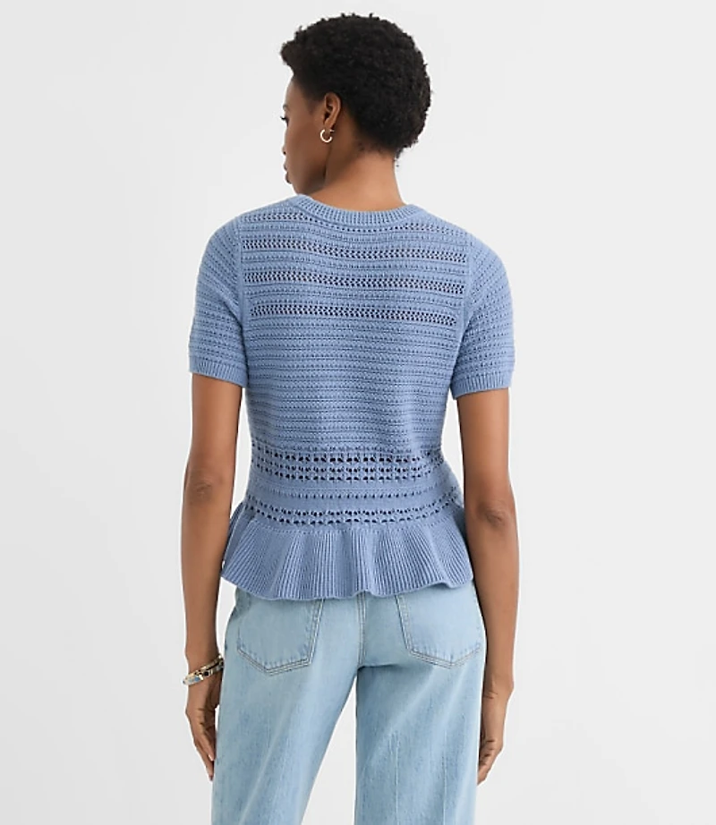 Pointelle Peplum Sweater