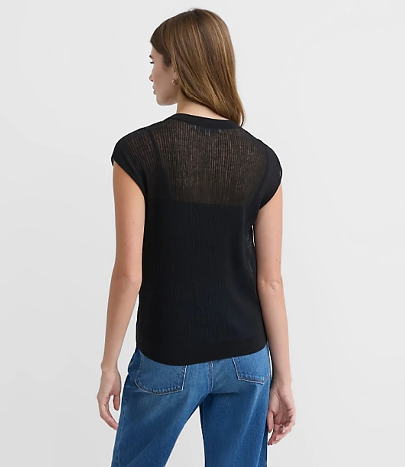 Ribbed Cap Sleeve Sweater Tee