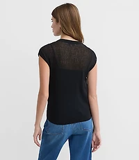 Ribbed Cap Sleeve Sweater Tee