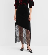 Tall Chantilly Lace Velvet Bias Midi Skirt