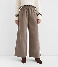 Pleated Pull On Wide Leg Pants Corduroy