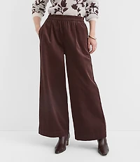 Pleated Pull On Wide Leg Pants Corduroy