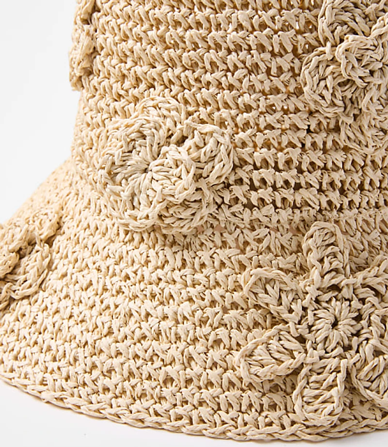 Floral Raffia Bucket Hat
