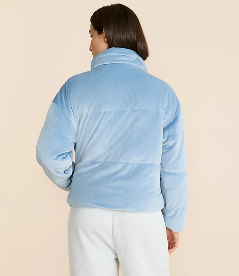 Petite Lou & Grey Ribbed Velour Puffer Jacket