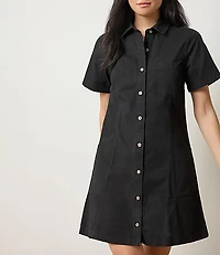 Lilla P Twill Paneled Shirtdress