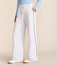 Lou & Grey Heathered Piped Elite Fleece Wide Leg Sweatpants