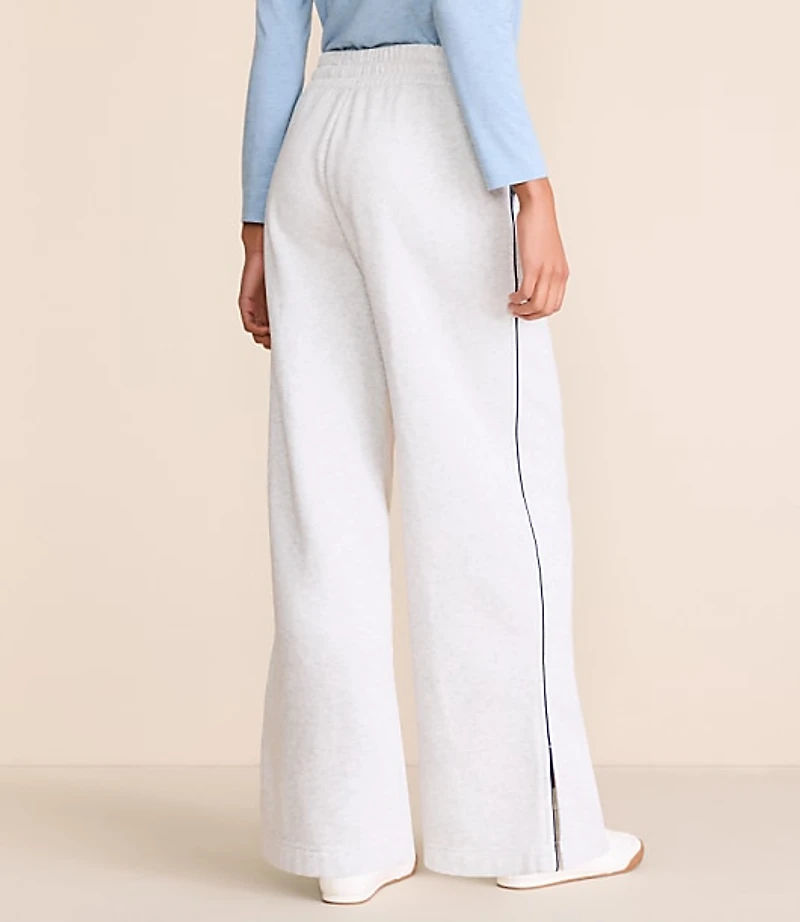 Lou & Grey Heathered Piped Elite Fleece Wide Leg Sweatpants