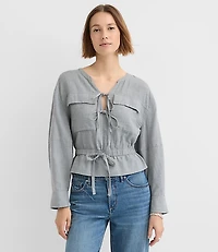 Twill Safari Peplum Top