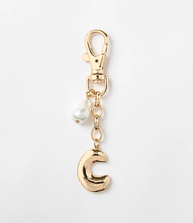 Pearlized Bubble Letter Initial Bag Charm
