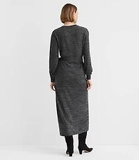 Petite Jersey Side Pleated Midi Wrap Dress