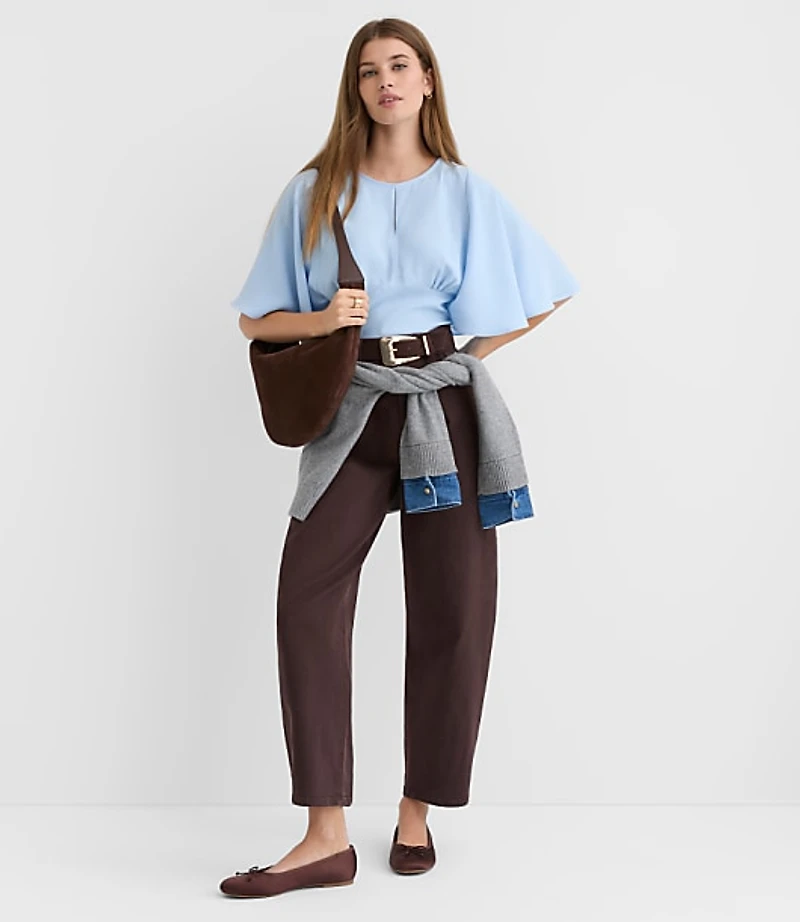 Flutter Sleeve Keyhole Blouse