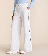 Petite Lou & Grey Heathered Piped Elite Fleece Wide Leg Sweatpants