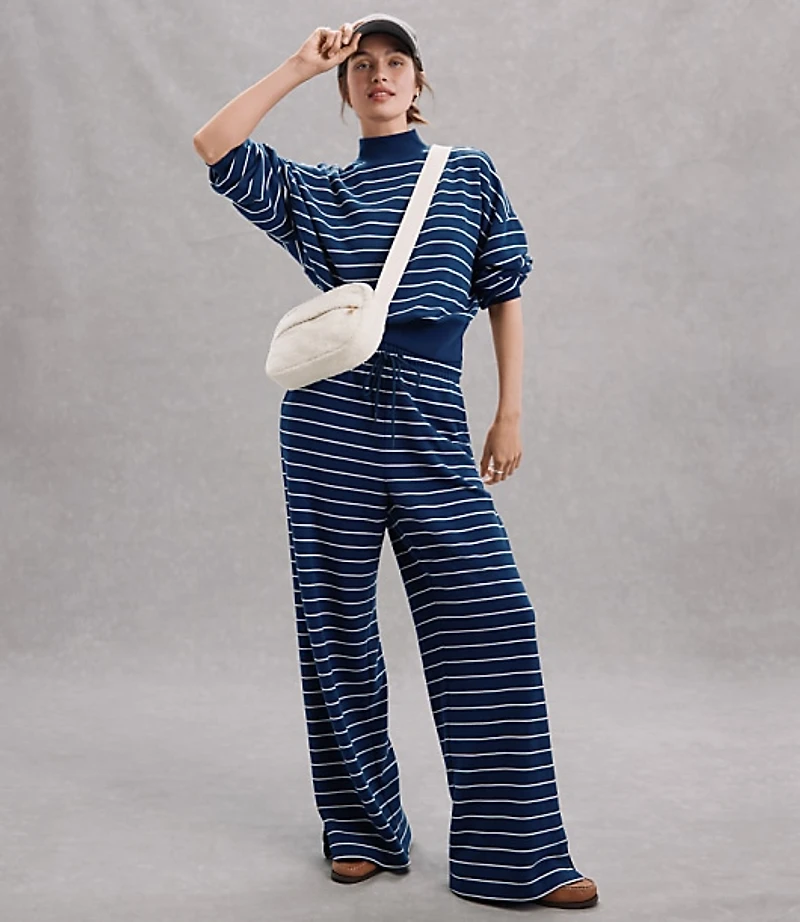 Lou & Grey Striped Cozy Cotton Wide Leg Pants