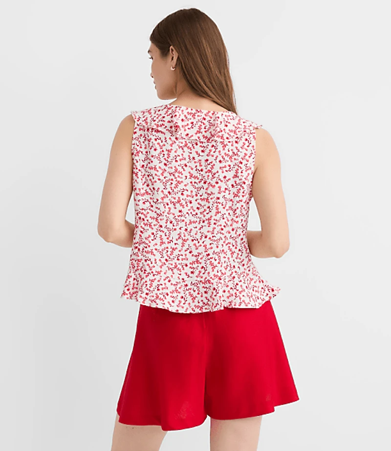 Floral Ruffle Bow Top