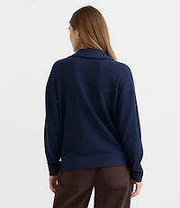 Petite Waffle Collared V-Neck Top
