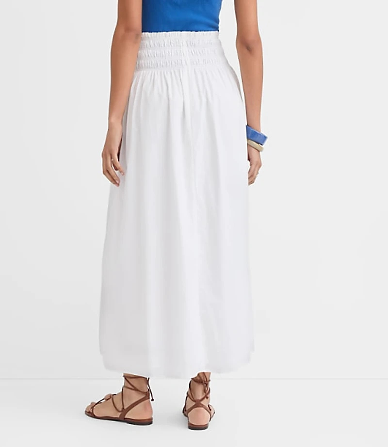 Poplin Smocked Maxi Skirt