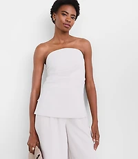 Petite LOFT Versa Crepe Drape Pleated Strapless Top