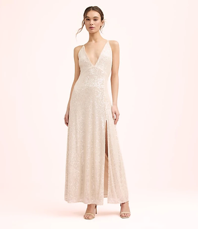 Lately Sequin Strappy V-Neck Gown