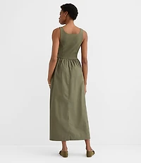 Bustier Mixed Media Midi Pocket Dress