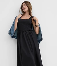 Bustier Mixed Media Midi Pocket Dress