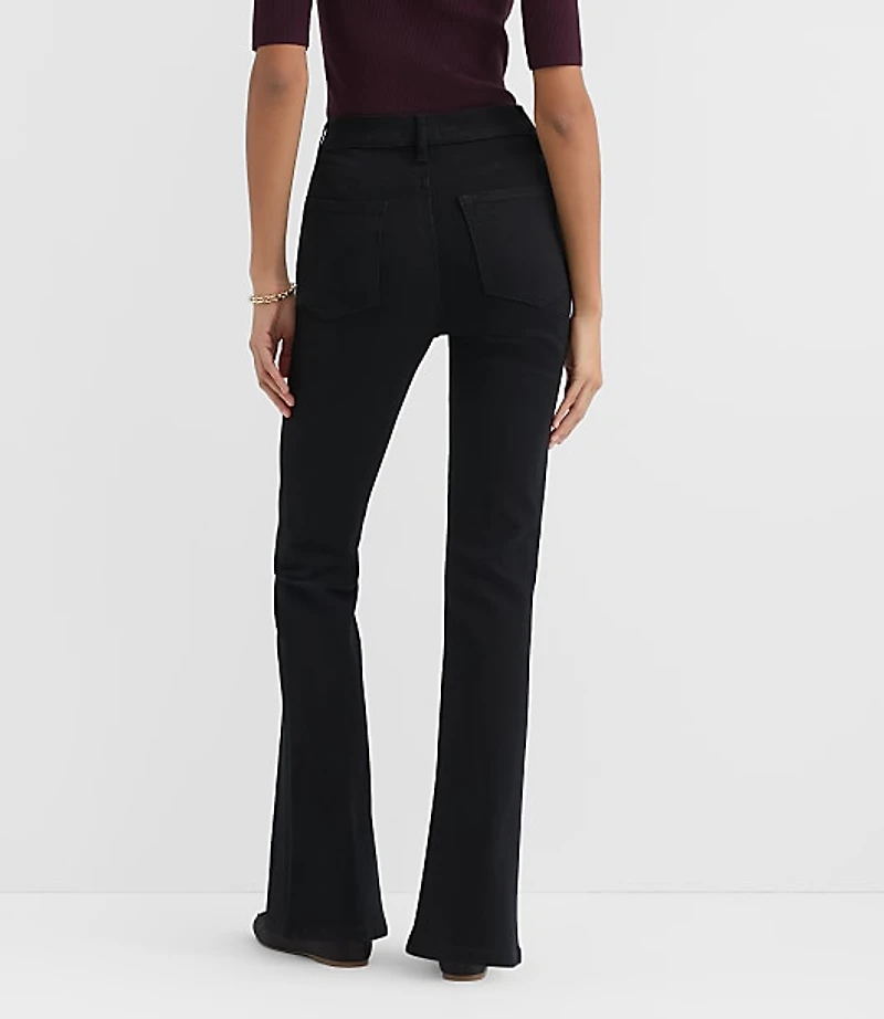 Rivete Curvy High Rise Slim Flare Jeans in Noir Wash