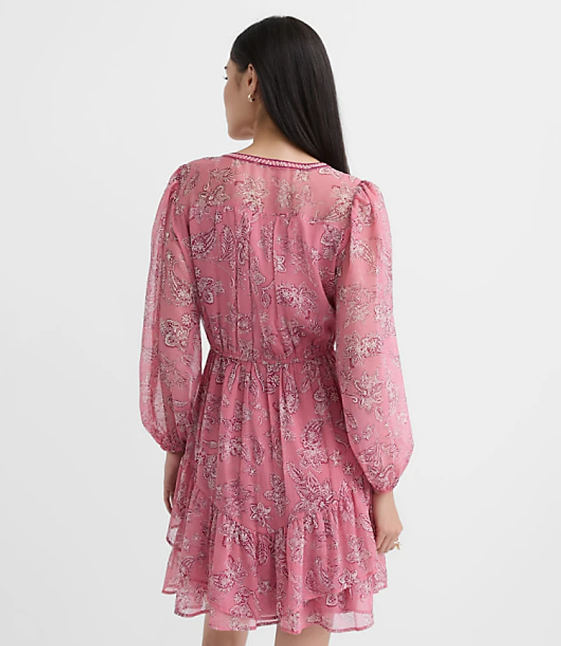Paisley Ruffle Mini Dress