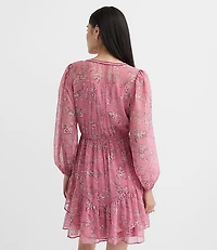 Paisley Ruffle Mini Dress