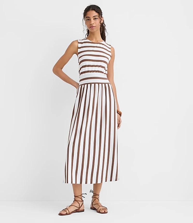 Striped Cutout Back Midi Dress