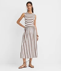 Striped Cutout Back Midi Dress