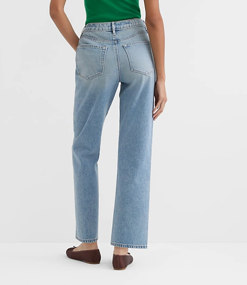 Rivete Petite Curvy High Rise Straight Jeans Vintage Mid Wash
