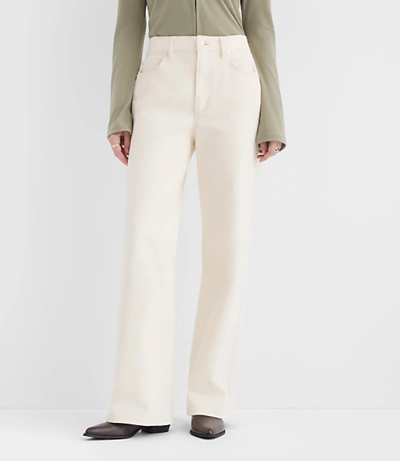 Rivete Petite High Rise Wide Leg Jeans Ivory