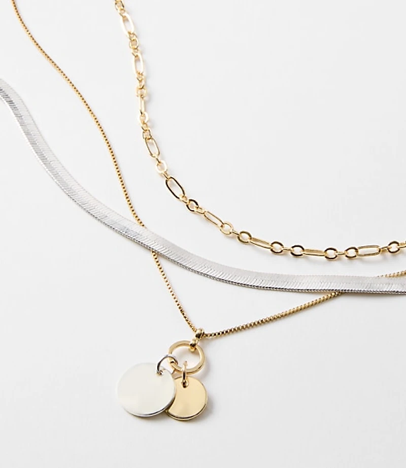 Mixed Metal Delicate Chain Necklace Set